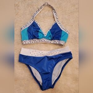 DALLASWEAR UNIFORMS Audition Cheer Dance Set  Blue White & Bling Size S